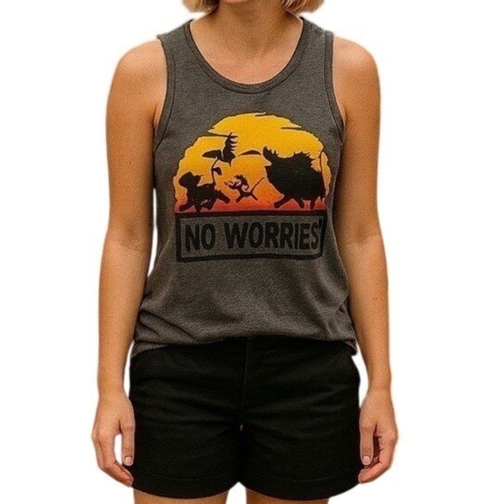 Disney Parks Animal Kingdom The Lion King "No Worries" Gray Tank